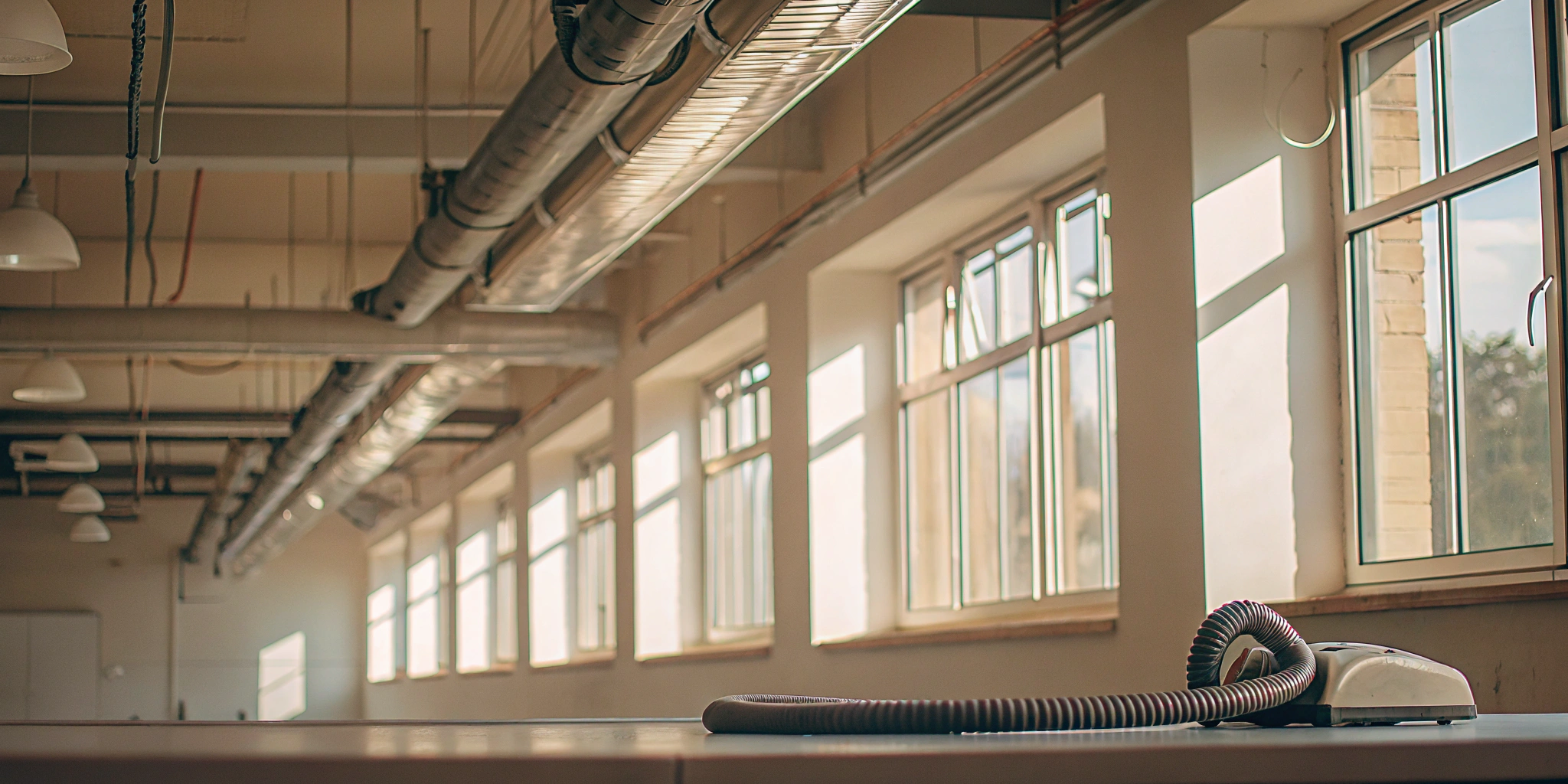 Professional air duct cleaning service using specialized equipment inside a commercial ventilation system.