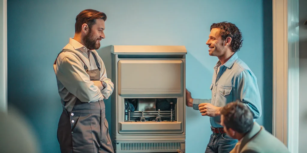 Homeowners reviewing a quote for the cost of a new furnace with installation.