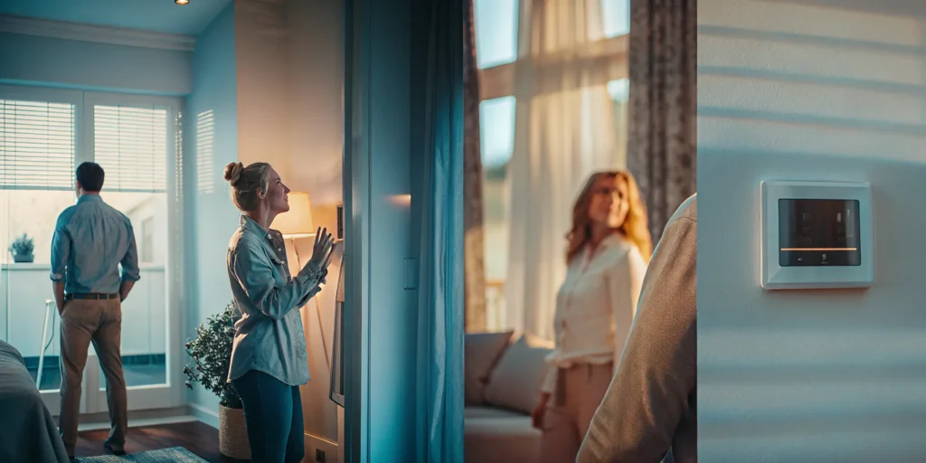 A couple checks their broken AC, needing an emergency repair service.