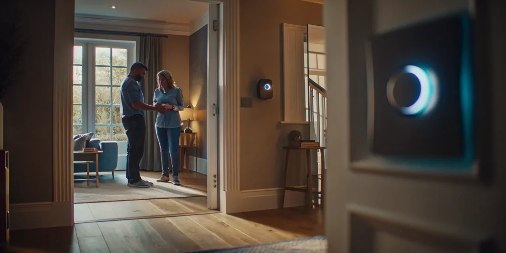 A homeowner discusses AC repair services with a professional technician.