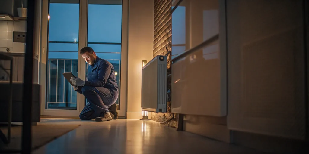 Technician provides 24 hour furnace service during an emergency repair call.