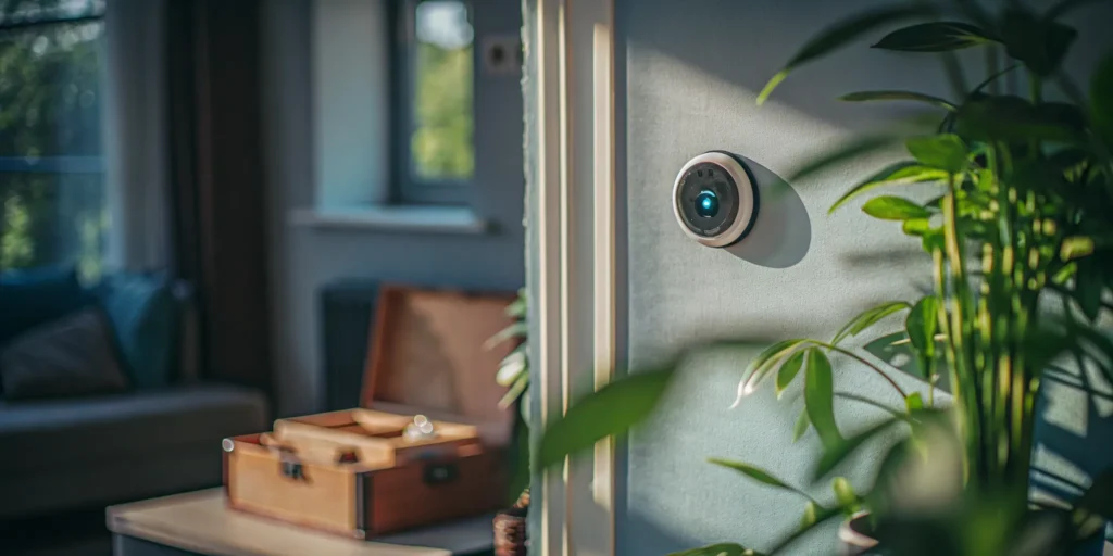 A smart thermostat installed on a wall, a key part of the total cost to install.