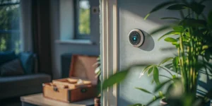 A smart thermostat installed on a wall, a key part of the total cost to install.