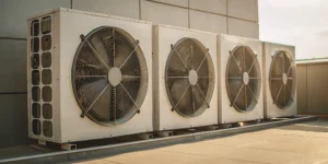 A 12 ton AC unit on a rooftop, a key factor in the total installation cost.