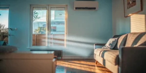 A bright living room with clean air thanks to a whole home air purifier and humidifier.
